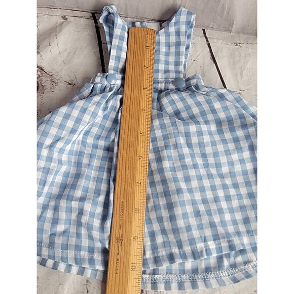 Blue White Checked Overall Dress 18in Doll Dorthy Outfit - Picture 3 of 4